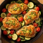 One-pan lemon-herb chicken cutlets with zucchini and tomatoes