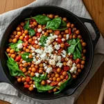 One-pan smoky chickpeas and greens with feta