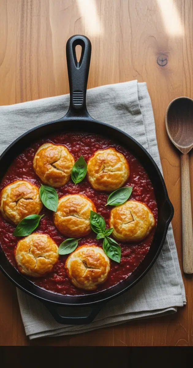 One-Pan Tomato Basil Puff Pastry Skillet