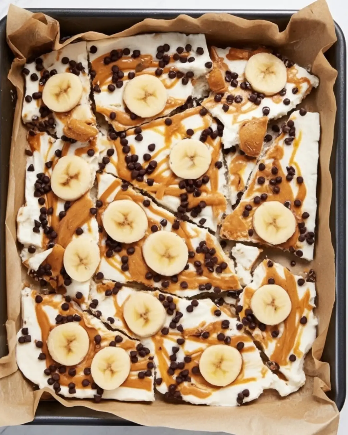 frozen peanut butter banana yogurt bark – no-bake greek yogurt snack