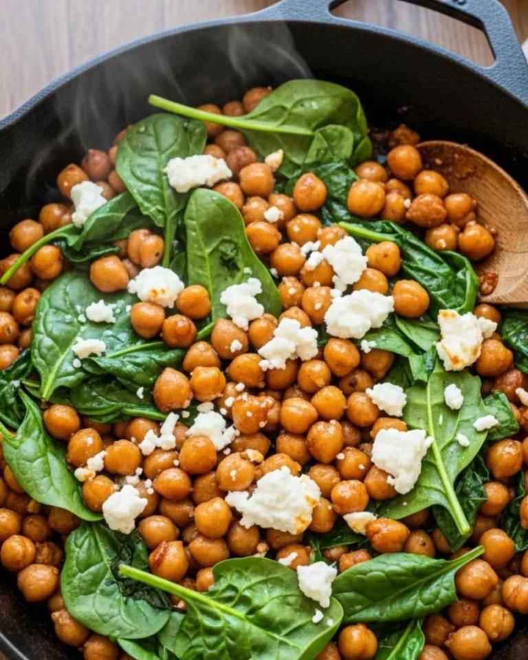 Simple Smoky Chickpeas with Spinach & Feta one-pan 15-minute skillet smoky chickpeas with spinach and feta