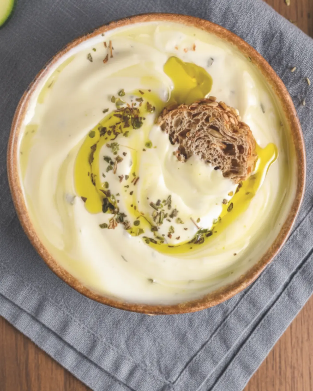 cottage cheese protein dip (3 ingredients) in a modern ceramic bowl with veggies; high-protein quick snack