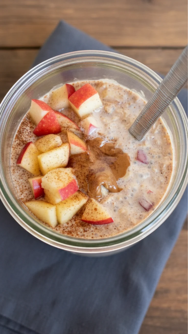 Apple cinnamon overnight oats ready to eat