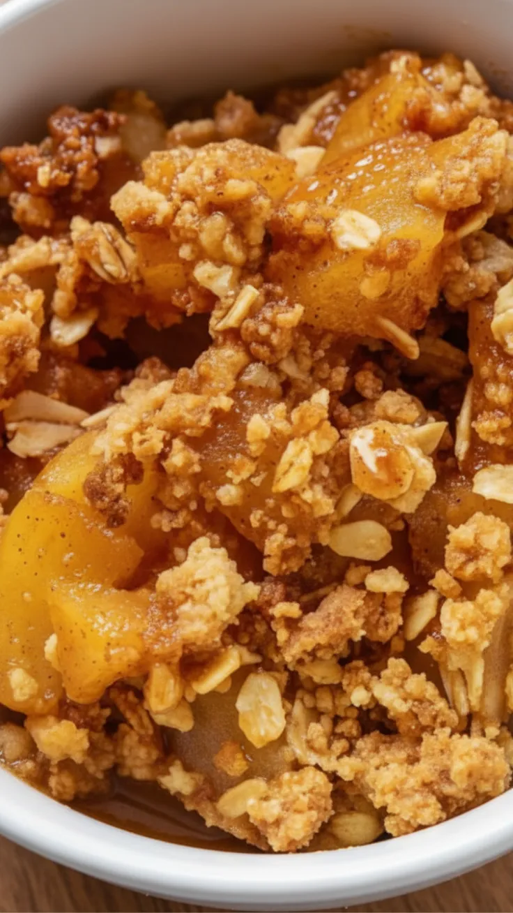 Apple crisp skillet served with yogurt
