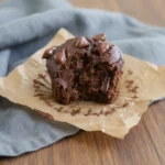 Fudgy chocolate banana muffin interior