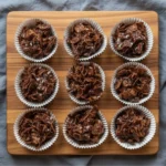 close up of crunchy chocolate cornflake cluster