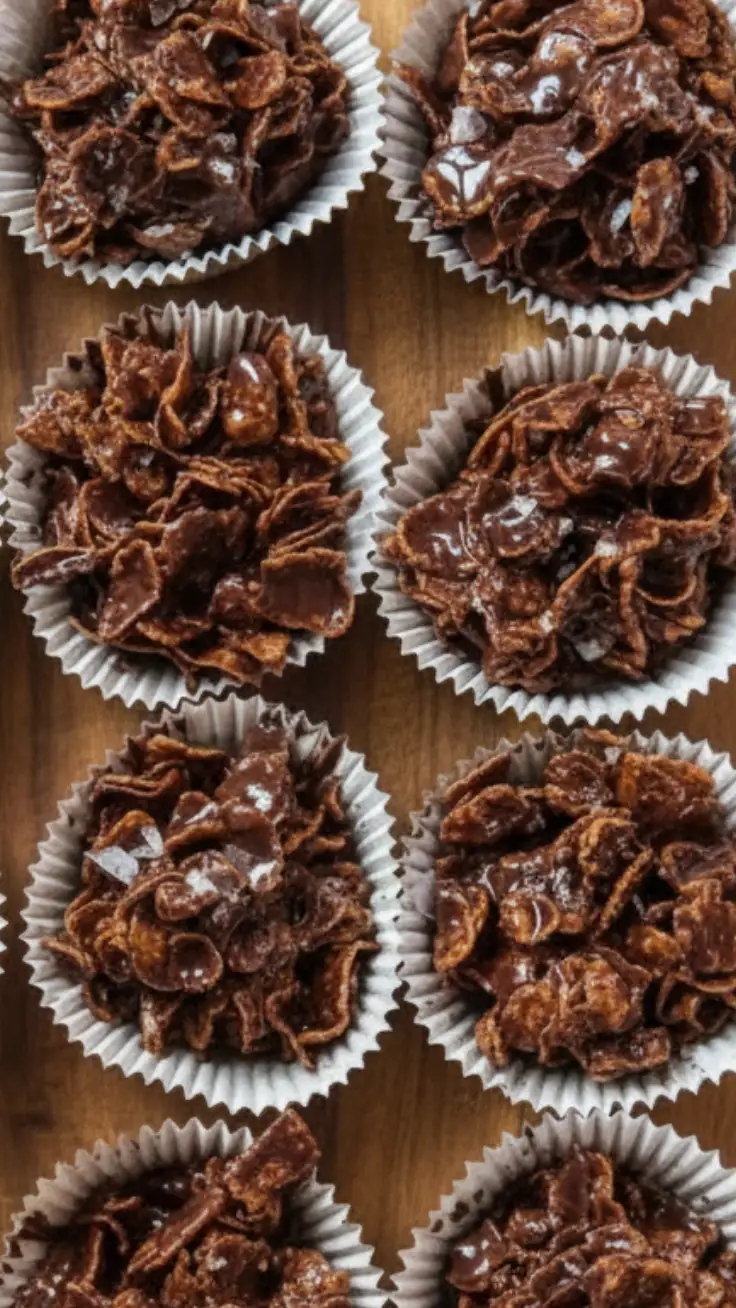 easy chocolate cornflake clusters on parchment paper