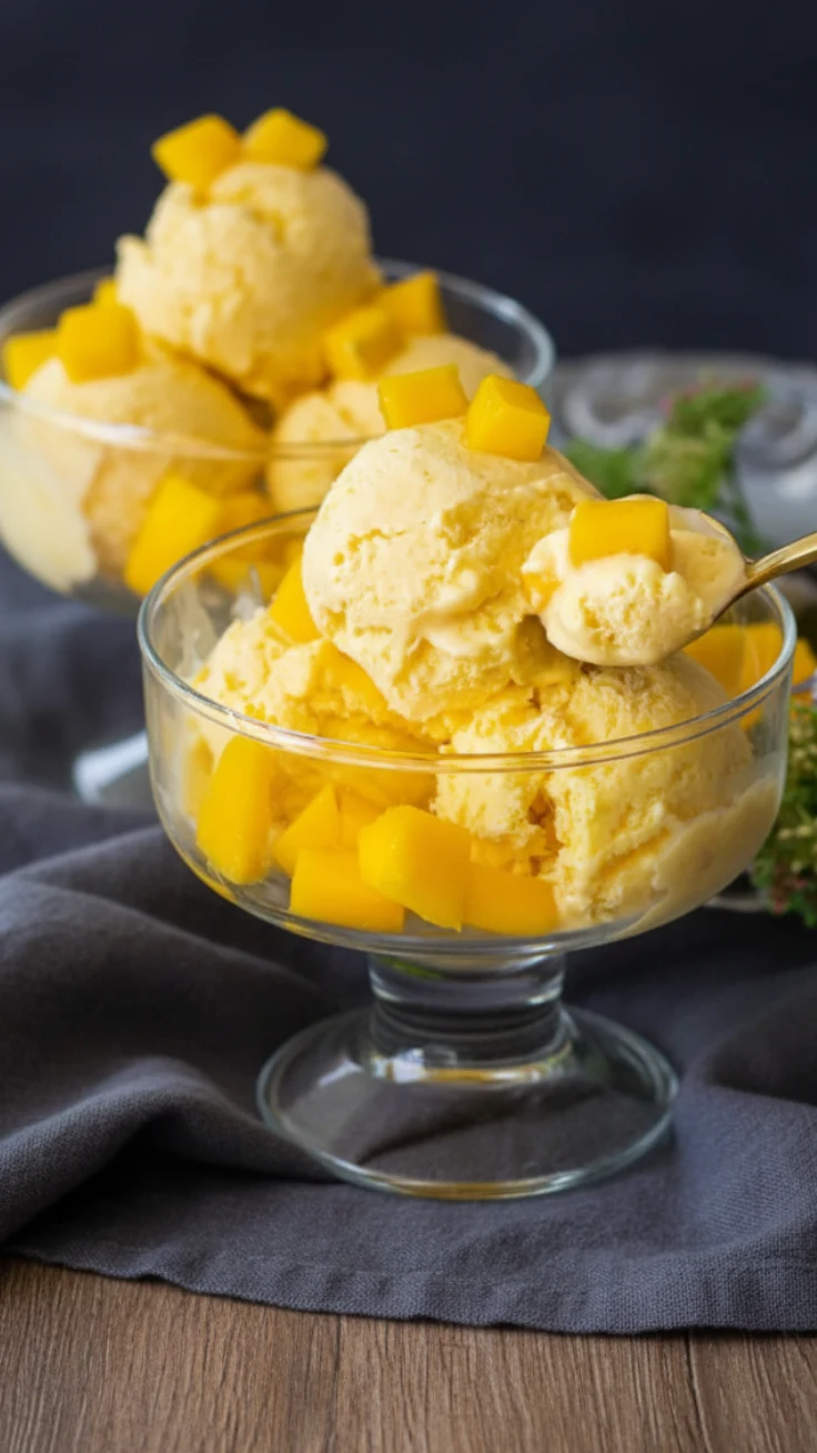 Serving mango ice cream bowl