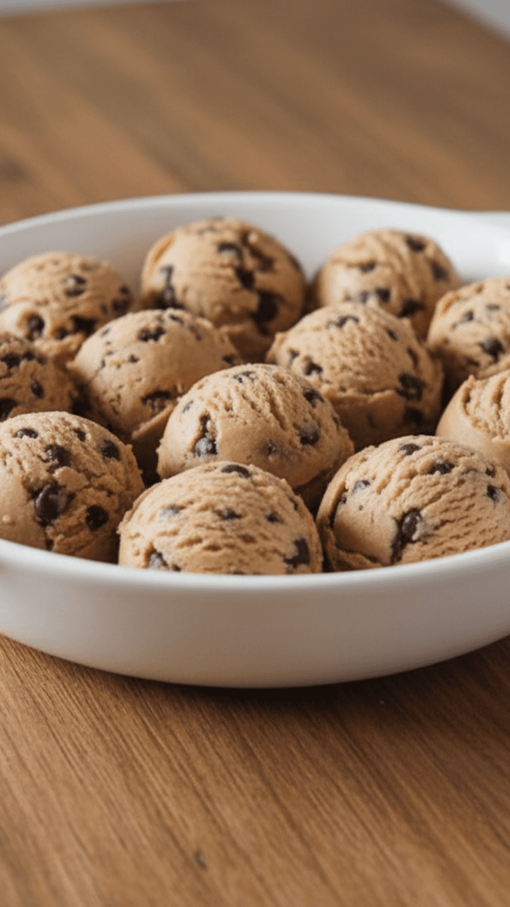 Plate of cookie dough bites ready for serving