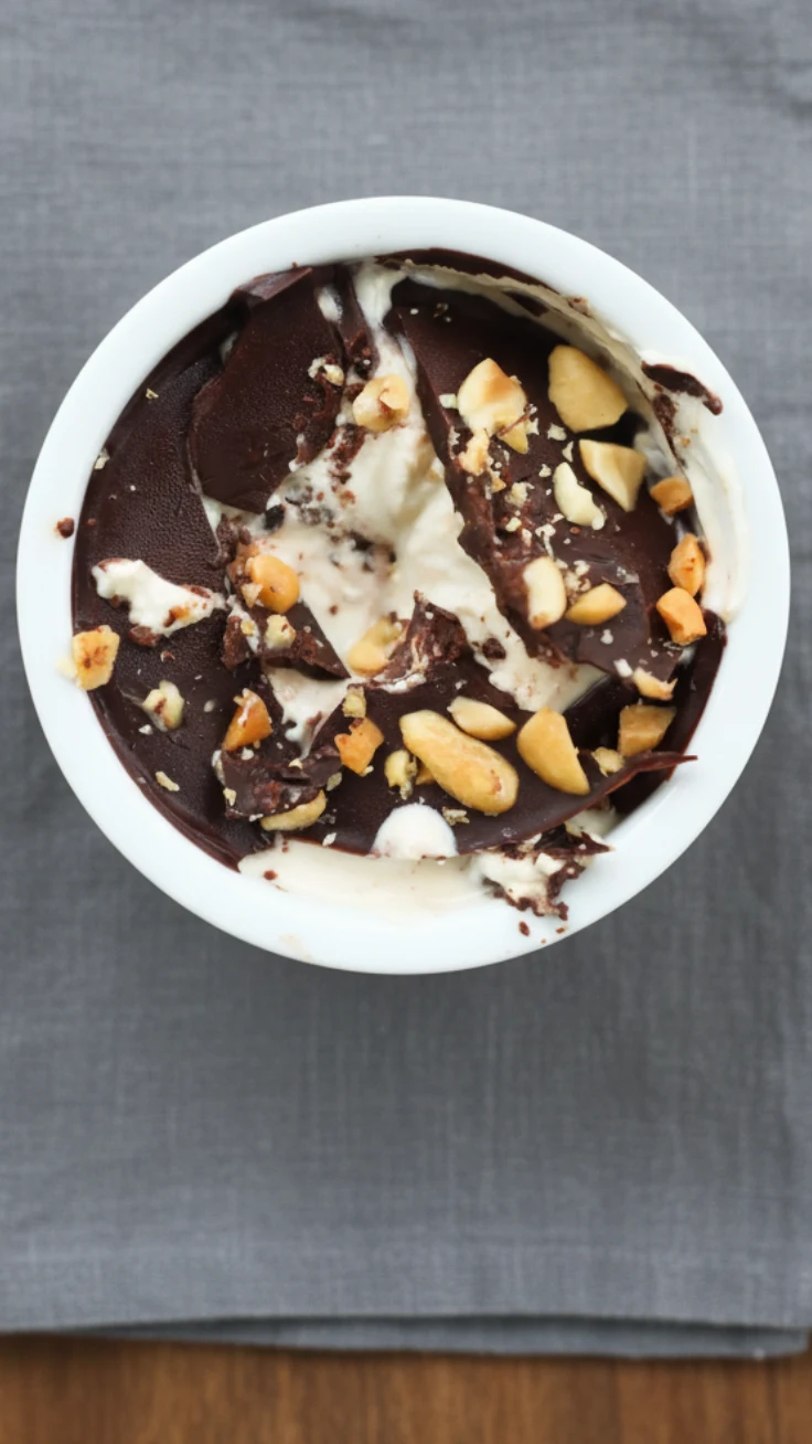 No-Bake Peanut Butter Yogurt Cups with chocolate topping