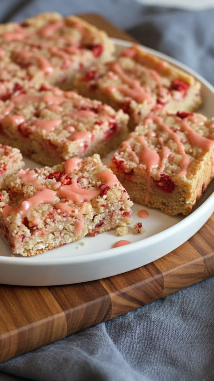 no-bake strawberry coconut slice cut into bars