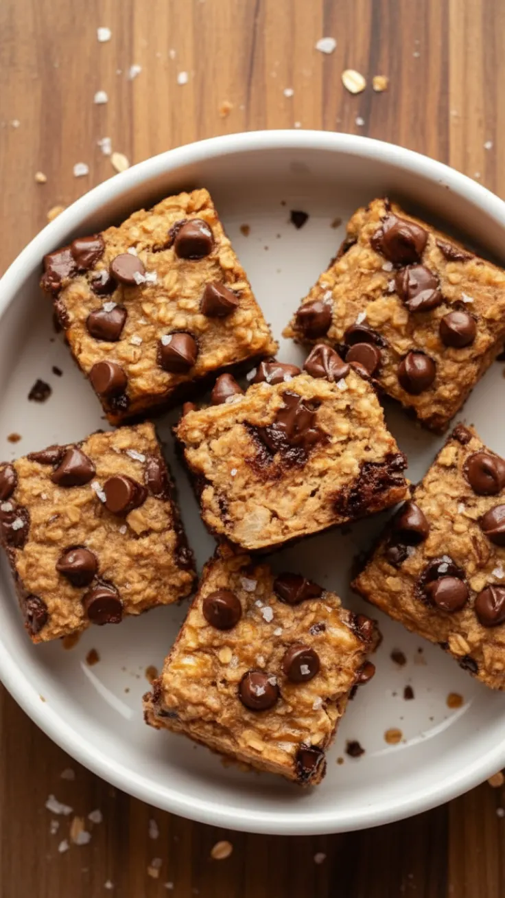 eanut butter banana breakfast bars sliced on parchment
