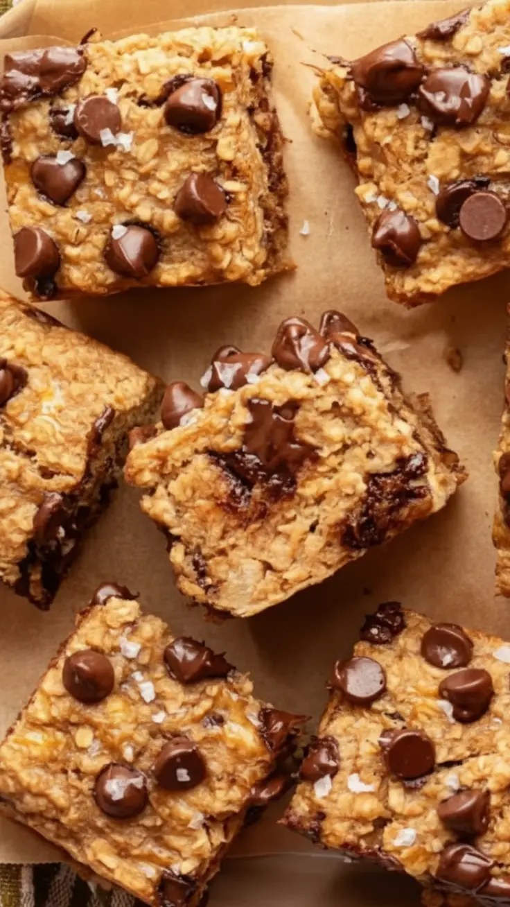 Peanut butter banana breakfast bars served on plate
