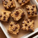 Close-up of soft peanut butter banana breakfast bar