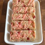 close up of strawberry coconut slice texture