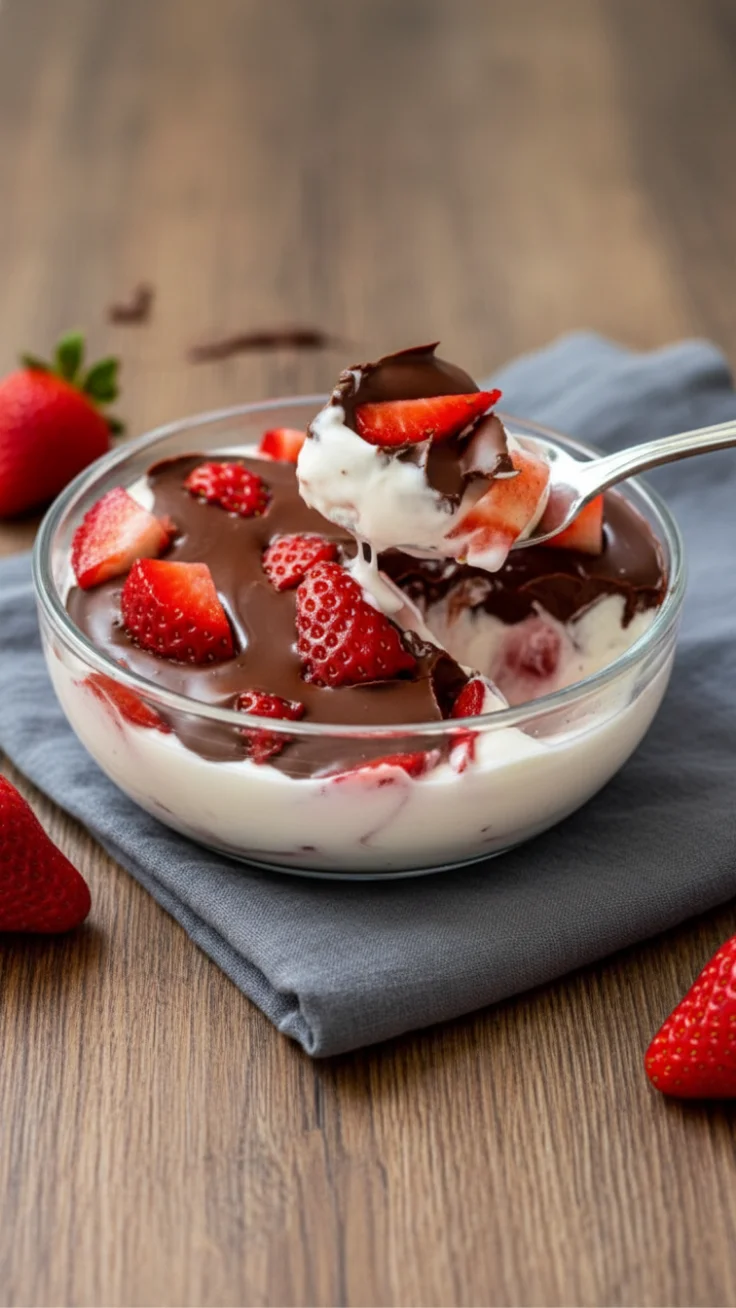 Strawberry yogurt cups in glass jars