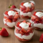strawberry yogurt cups close up