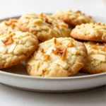 healthy banana coconut cookies stacked