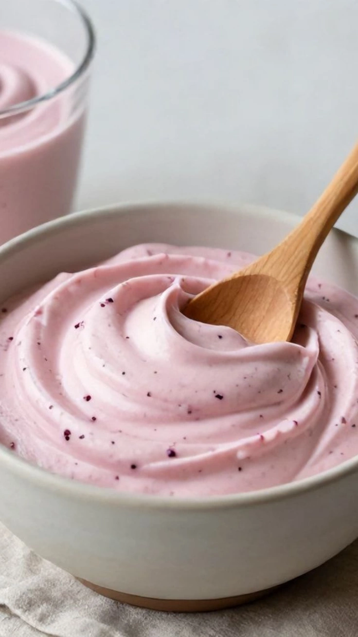 Creamy berry cottage cheese whip in a bowl