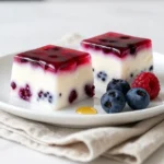 berry yogurt gelatin squares featured
