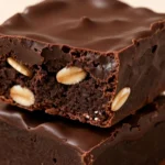 Close-up of fudgy chocolate oat square