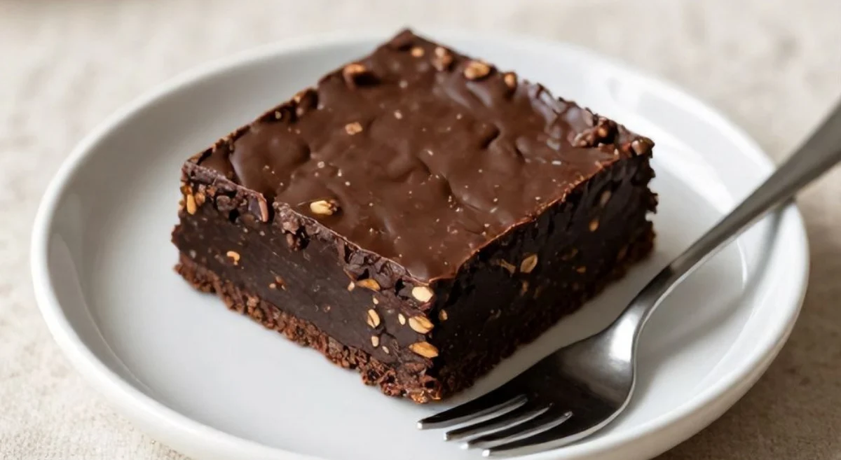 Chocolate oat square on plate