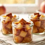 Cinnamon apples simmering in a cups