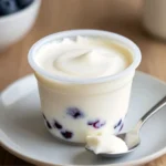 Close up of berry yogurt freezer cup