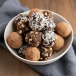 fudgy chocolate date truffle bitten open