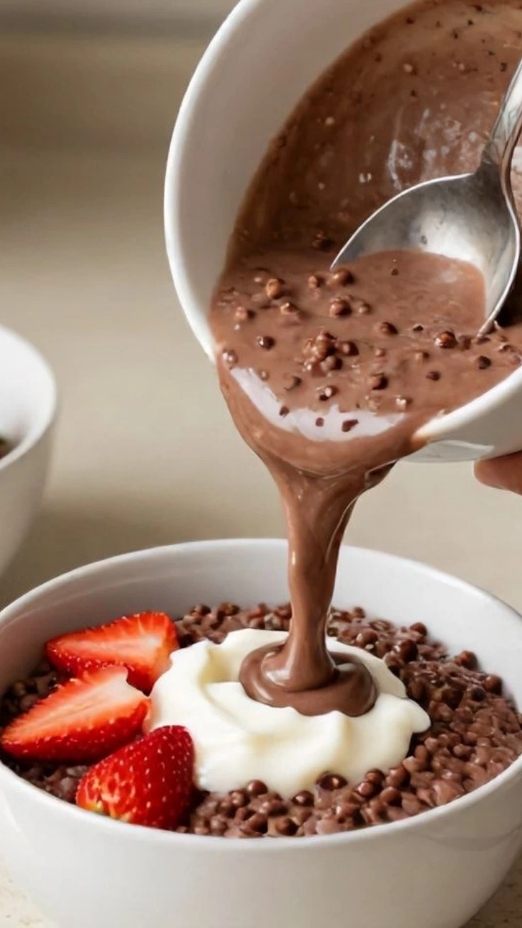 Healthy Chocolate Millet Breakfast Porridge Healthy chocolate millet breakfast porridge in a bowl