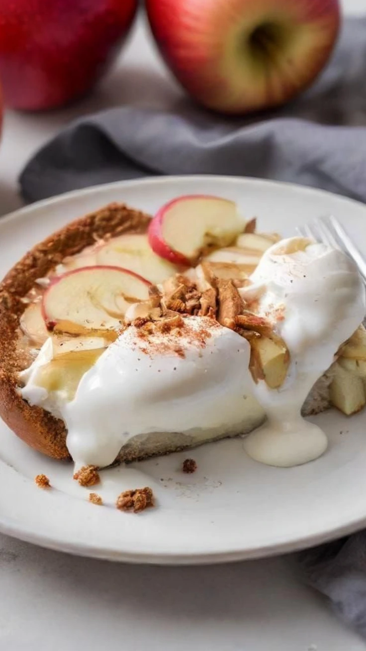 healthy cinnamon apple yogurt bake sliced in dish