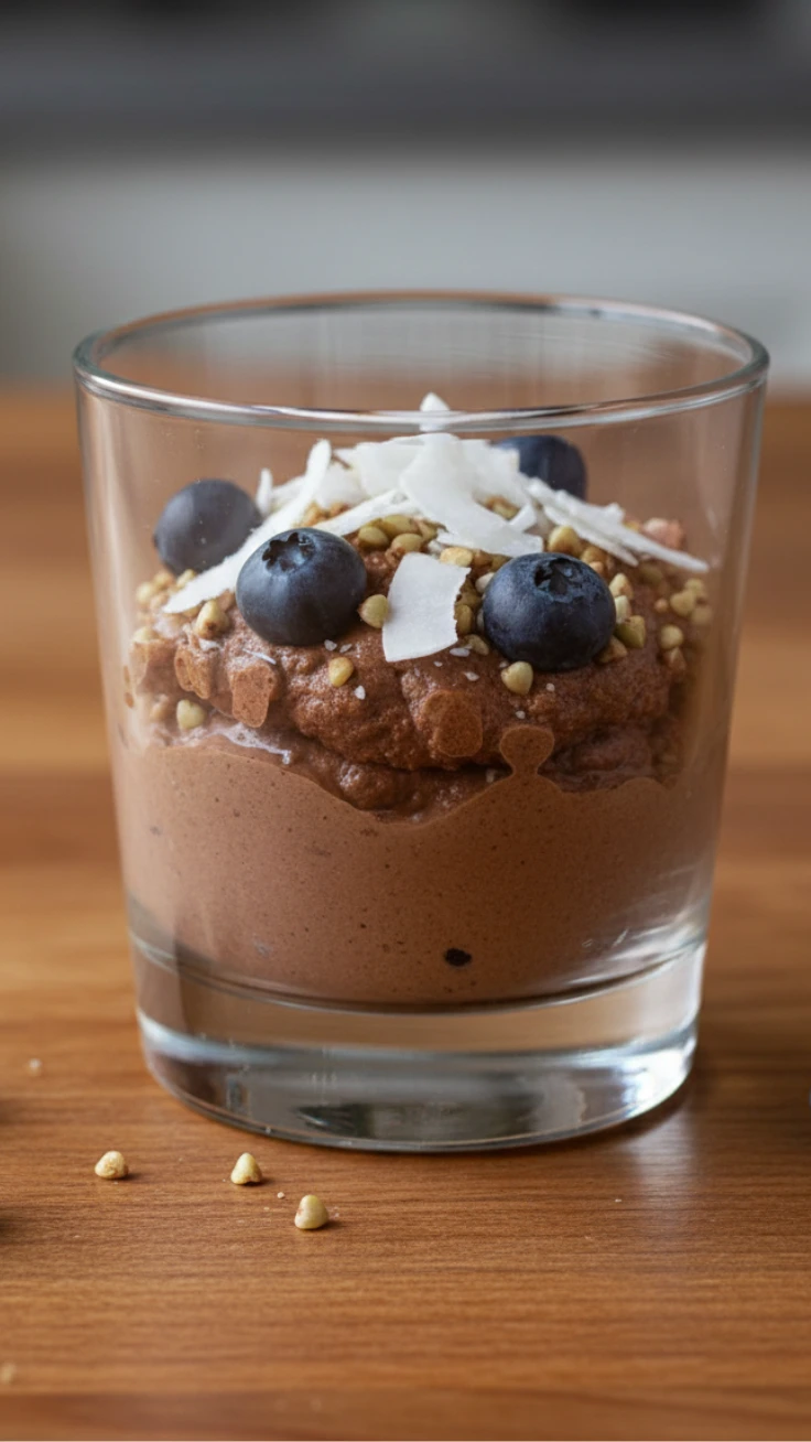High protein chocolate ricotta cups in glass jars