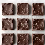 Close-up of chocolate sesame square texture