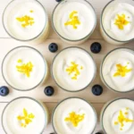 Close up of creamy lemon yogurt dessert cup
