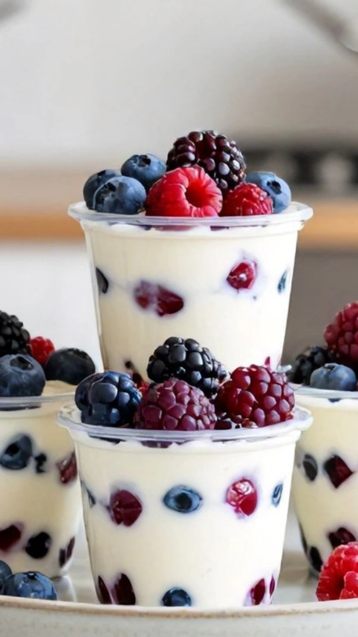 No-bake berry yogurt freezer cups in silicone molds