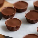 Bite taken out of almond butter cocoa cup