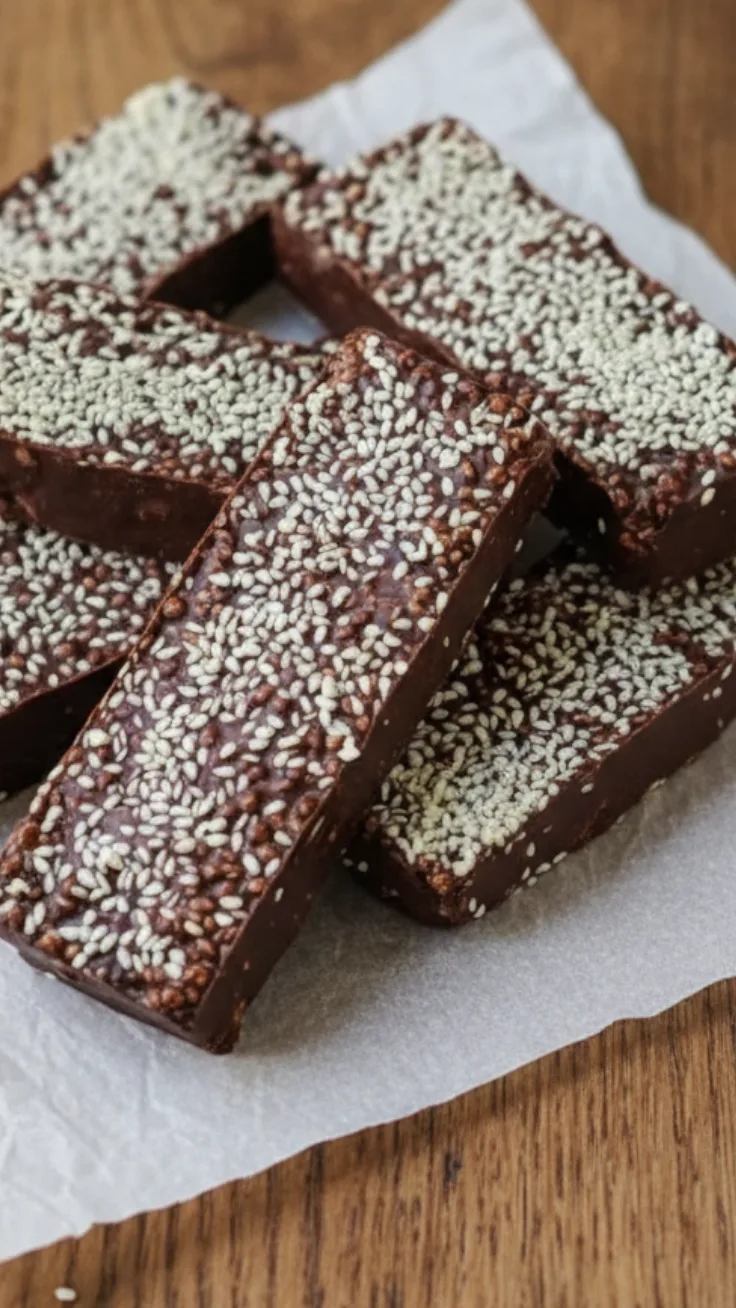 chocolate sesame crunch bars hero