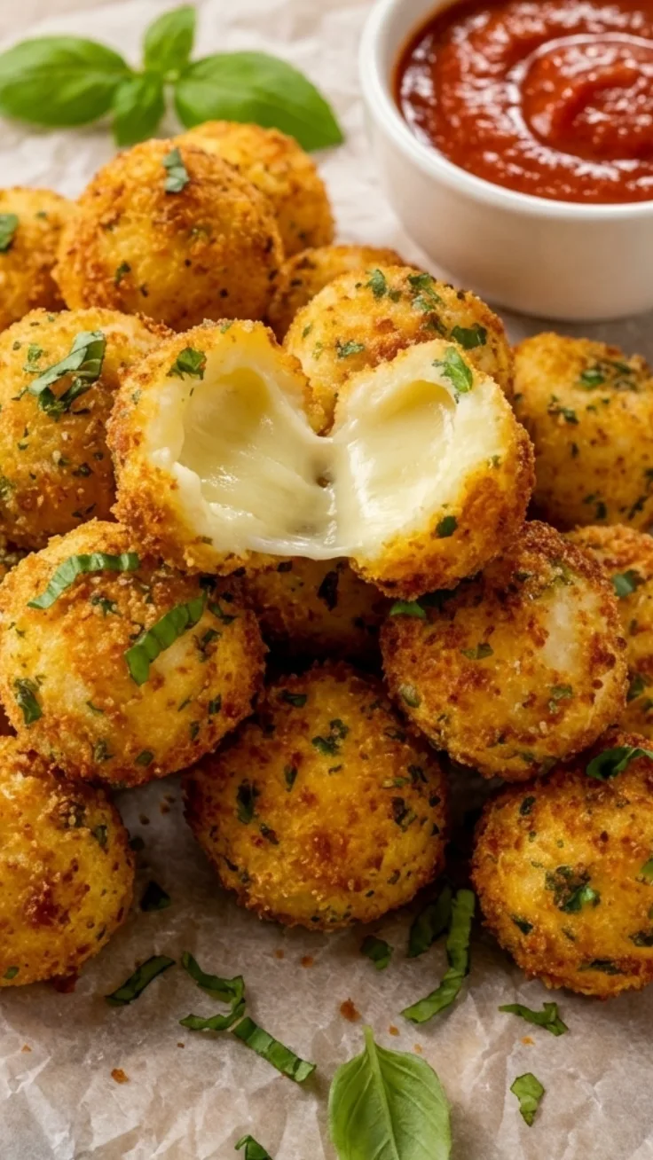 crispy mozzarella bites with cheese pull