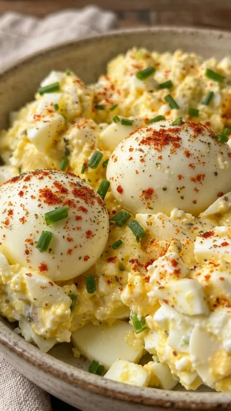 creamy cottage cheese egg salad with paprika and chives