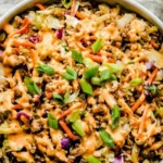 close up egg roll in a bowl texture
