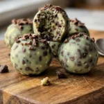 healthy mint chocolate energy balls close up