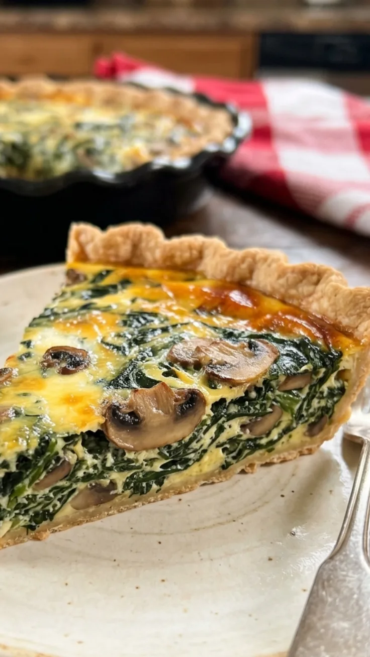 spinach mushroom quiche hero